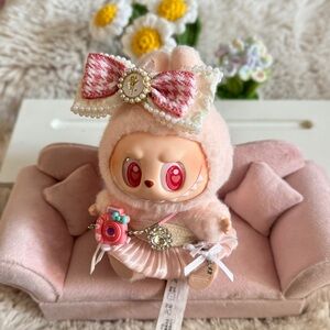 Labubu clothes and accessories - Pretty Pink Color tube dress with Bow & Camera